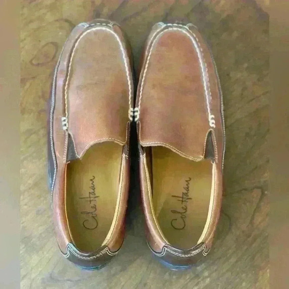 Cole Haan Men's Cognac Leather Slip-on Loafer Shoes Size 8.5M - Picture 1 of 10